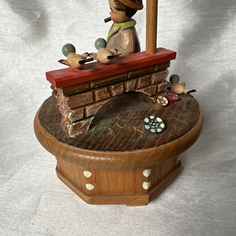 Vintage Music‎ Box Thorens Anri Man Dog,Birds Third Man Theme Switzerland Works!